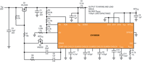 Figure 6. Linear regulator with VRS uses the LT4180 as both the controller and VRS.